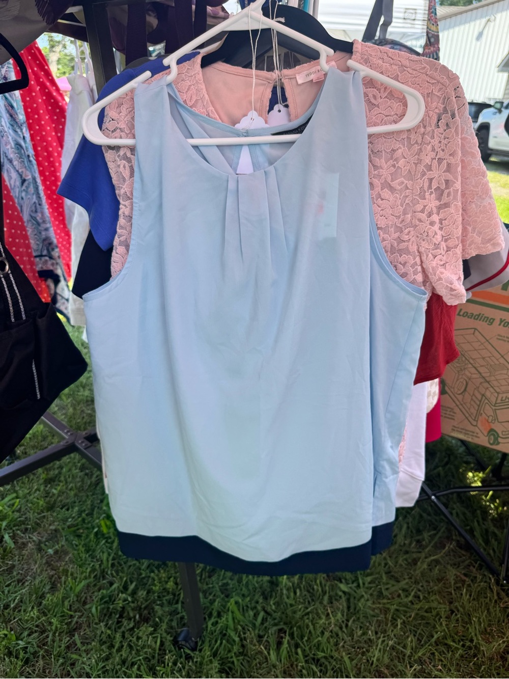 Banana Republic Light Blue Sleeveless Pleated Front Camisole